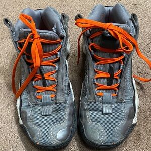 adidas Men’s 6.5 Sneakers in Gray with Black & Vibrant Orange Accents